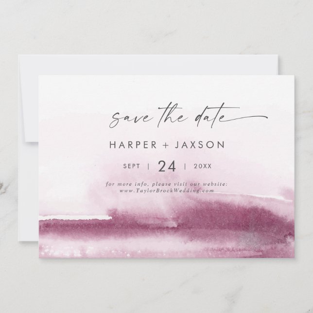 Date Aquarelle Moderne | Rouge Horizontale Save The Dat (Devant)