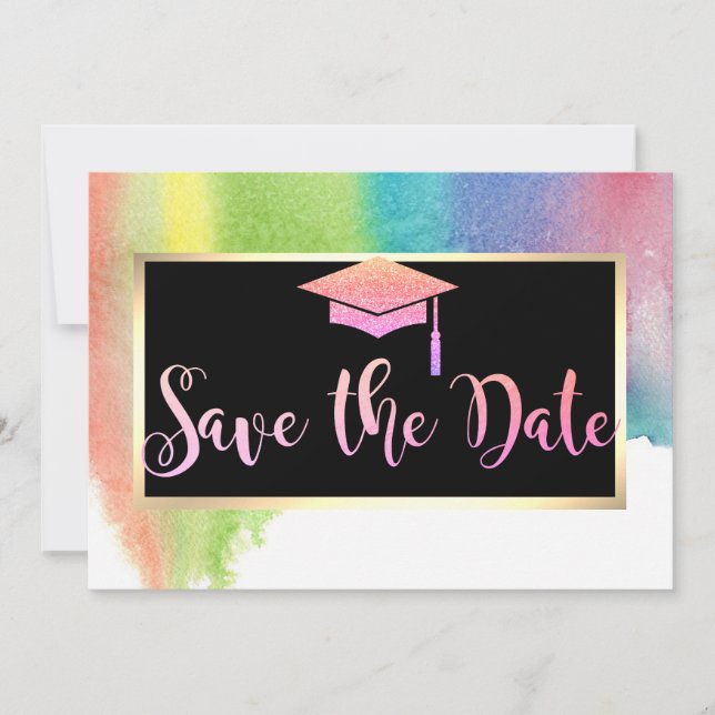 Date Aquarelle Splash Paillettes Graduation Save The Da (Devant)