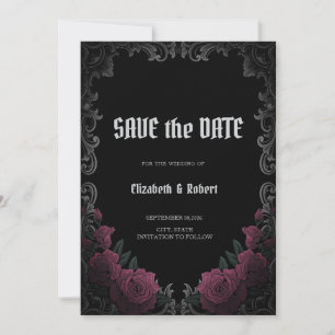 Date Cadre Vintage Fleurs Sombres Gothique Save The Dat