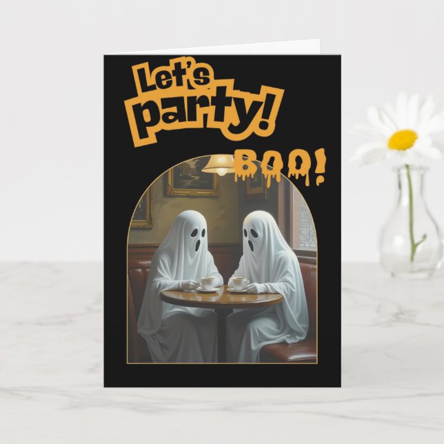 Date café éffrayant | Invitation de Ghost Hallowee (Petite plante)