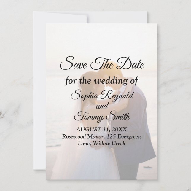 Date Carton d'invitation de mariage "Élégante Save the  (Devant)