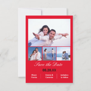 Date Collage vertical de 4 photos - 3x5 rouge Save the 