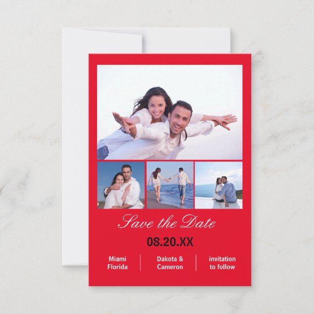 Date Collage vertical de 4 photos - 3x5 rouge Save the  (Devant)