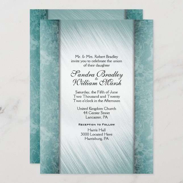 date Colonnes de marbre Monnaie Mariage Invitation (Devant / Derrière)