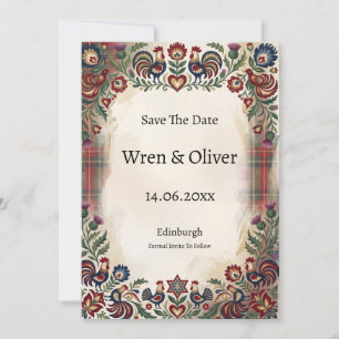 Date Coq de l'art folklorique écossais Tartan Save The
