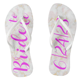 Date de la mariée Mariage Pink Gold Marble tongs