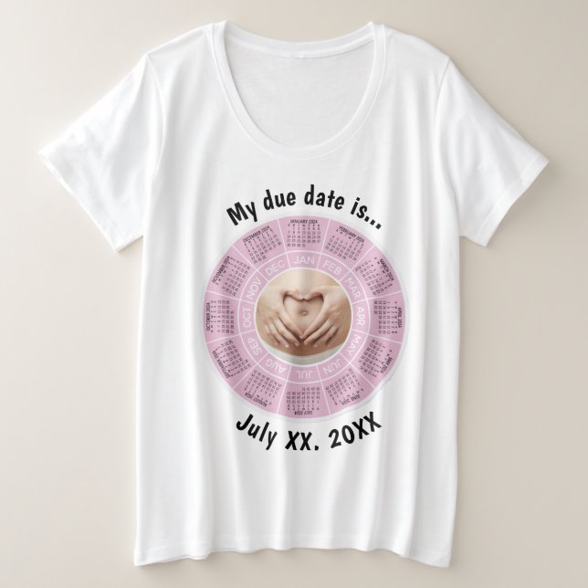 Date d'échéance de grossesse Pink Plus Taille T-sh (Design devant)