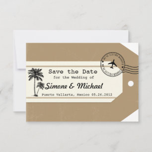 Date Étiquette de bagage thème voyage Palmier Save the 