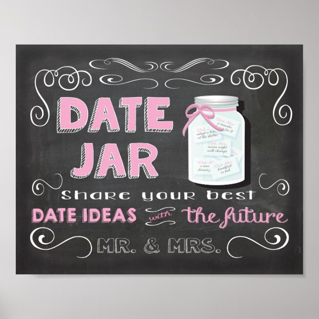 Date idées jar chalkboard Poster (Devant)