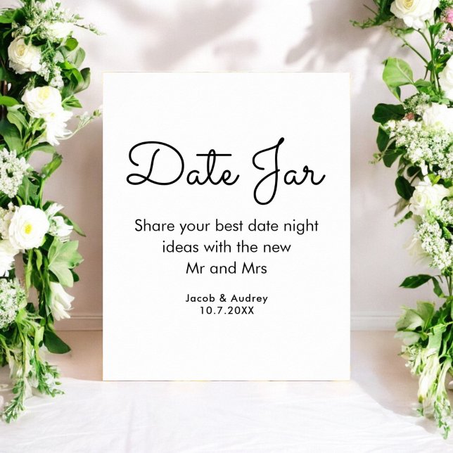 Date Jar Black White Wedding Shower Poster (Créateur téléchargé)