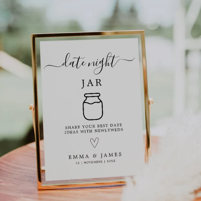 Date Jar Sign & Date Night Ideas Carte Mariage (Date Jar Sign & Date Night Ideas Wedding Card)