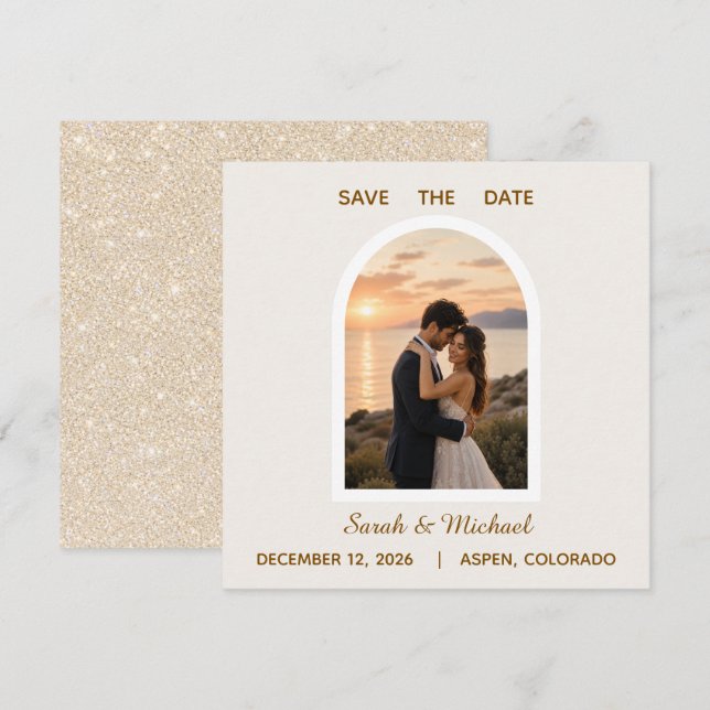 Date Le Mariage de la Photo d'Arche Moderne Save the Da (Devant / Derrière)