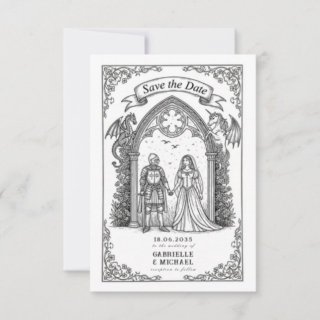 Date Mariage de Chevalier Gothique Médiéval Save The Da (Devant)