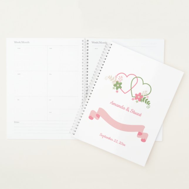 Date Mariage personnalisé de deux coeurs (Devant avec enveloppe)