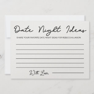 Date Night Ideas Carte Fête des mariées Jeu