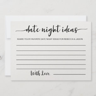 Date Night Ideas Carte Fête des mariées Jeu