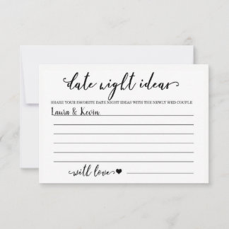 Date Night Ideas Carte Fête des mariées Jeu