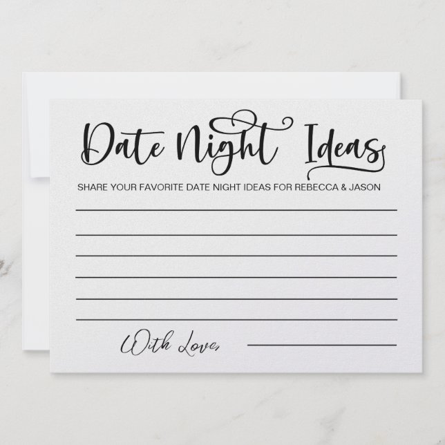 Date Night Ideas Carte Fête des mariées Jeu (Devant)