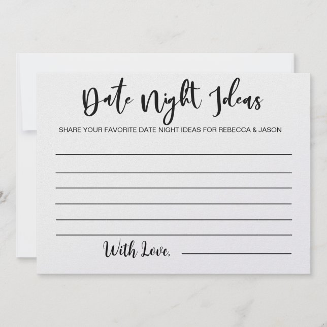 Date Night Ideas Carte Fête des mariées Jeu (Devant)