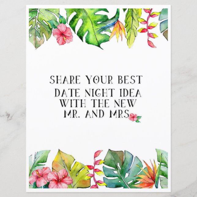 Date Nuit Fête des mariées tropicale Activité (Devant)