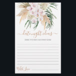 Date Nuit idées carte de douche nuptiale<br><div class="desc">Pampas Grass Boho chic date nuit idées nuptiale douche jeu carte</div>
