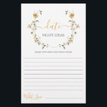 Date Nuit idées fleur sauvage carte de douche nupt<br><div class="desc">Fleur sauvage printemps fleuri date nuit idées nuptiale douche jeu carte</div>