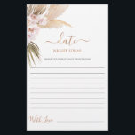 Date Nuit idées pampas herbe carte de douche nupti<br><div class="desc">Pampas Grass Boho chic date nuit idées nuptiale douche jeu carte</div>