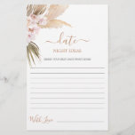 Date Nuit idées pampas herbe carte de douche nupti<br><div class="desc">Pampas Grass Boho chic date nuit idées nuptiale douche jeu carte</div>