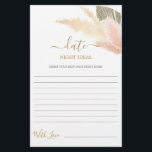 Date Nuit idées pampas herbe carte de douche nupti<br><div class="desc">Blush Pampas Grass Boho chic date nuit idées nuptiale douche jeu carte</div>