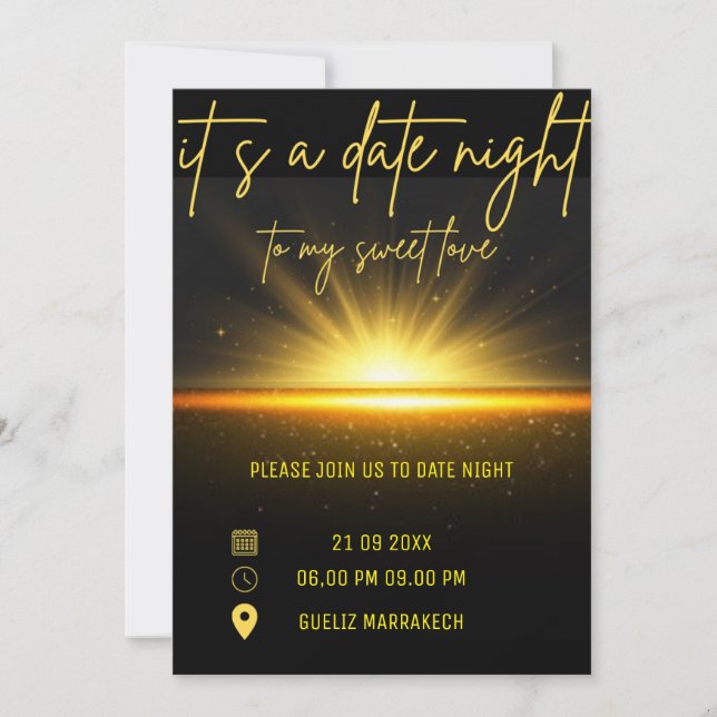 Date Nuit Invitation Dîner Invitation, Dîner Date  (Devant)