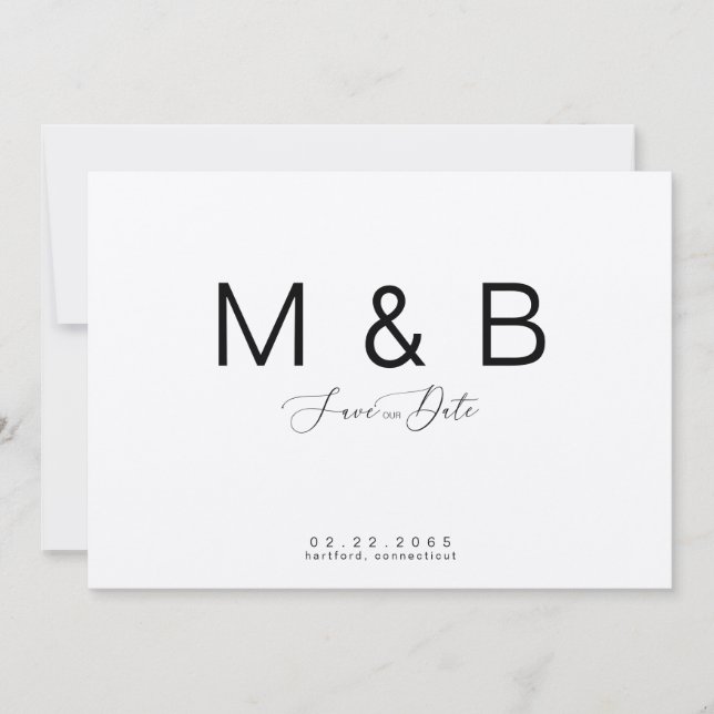 Date Papier Kraft à Monogramme Simple Mariage Save the  (Devant)