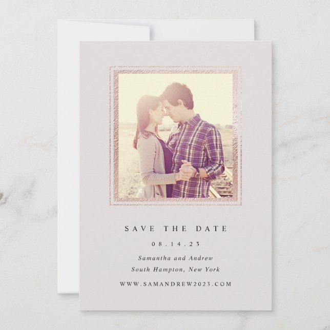 Date Photo de mariage à encadrer gris et or Save The Da (Devant)