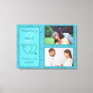 Date photo de mariage personnalisable toile art