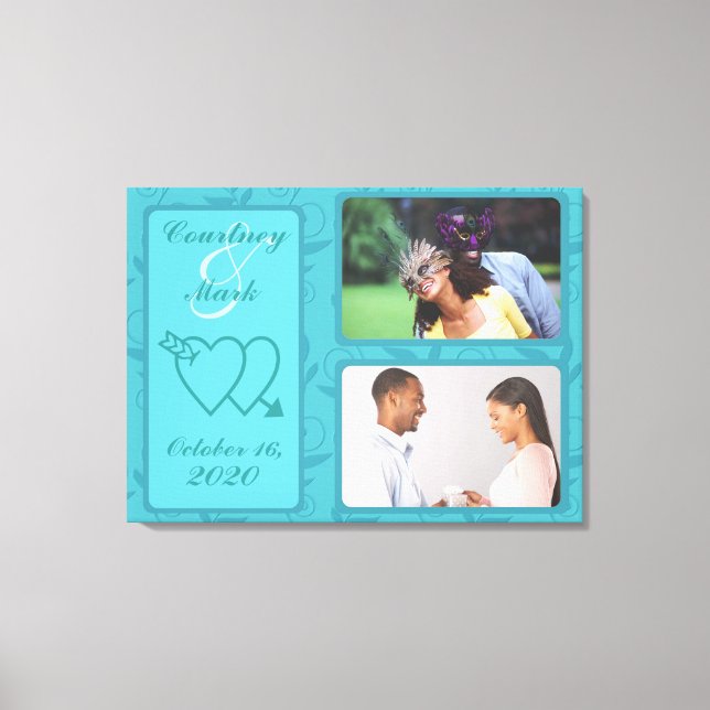 Date photo de mariage personnalisable toile art (Recto)