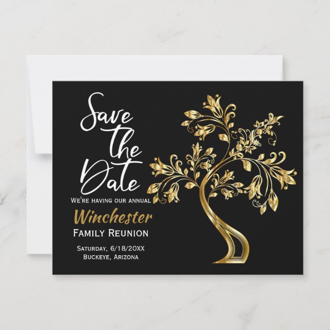 Date Réunion de famille Moderne Arbre en or Save The Da (Devant)