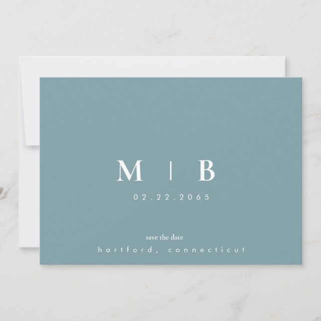 Date Simple Élegant Monogramme de Mariage Teal Save the (Devant)