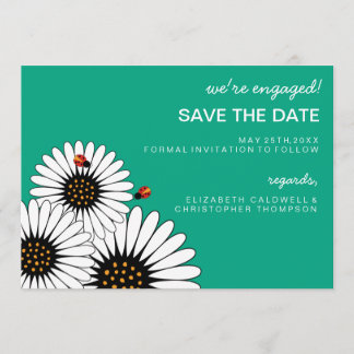 Date Spring Fling Gerbera Daisies SAVE THE DATE-green