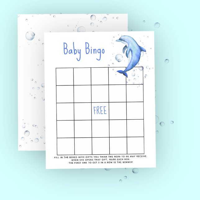 Dauphin aquarelle - jeu de bingo Baby shower (Créateur téléchargé)