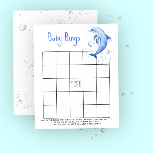 Dauphin aquarelle - Jeu de bingo pour Baby shower