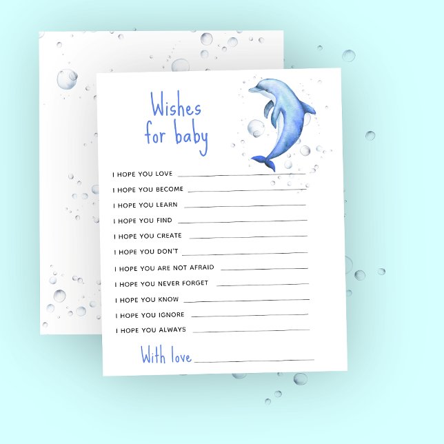 Dauphin bleu aquarelle - prières pour bébé (Créateur téléchargé)