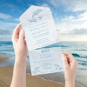 Dauphin bleu en un mariage Invitation