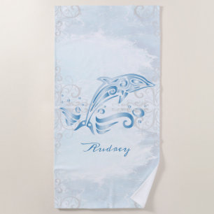 Dauphin bleu Serviette de plage personnalisée