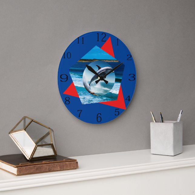 Dauphin Dansant Sur Les Vagues, Horloge Mur (Bureau)