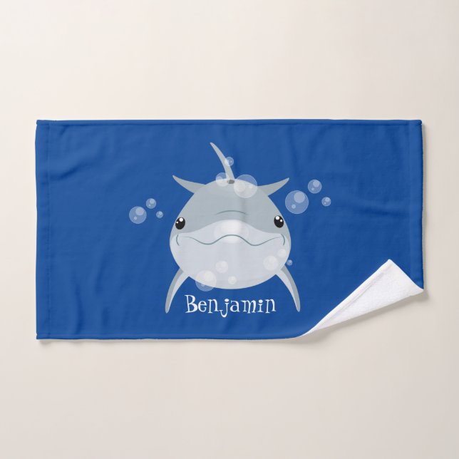 Dauphin de dessin animé mignon kawaii heureux (Serviette à main)