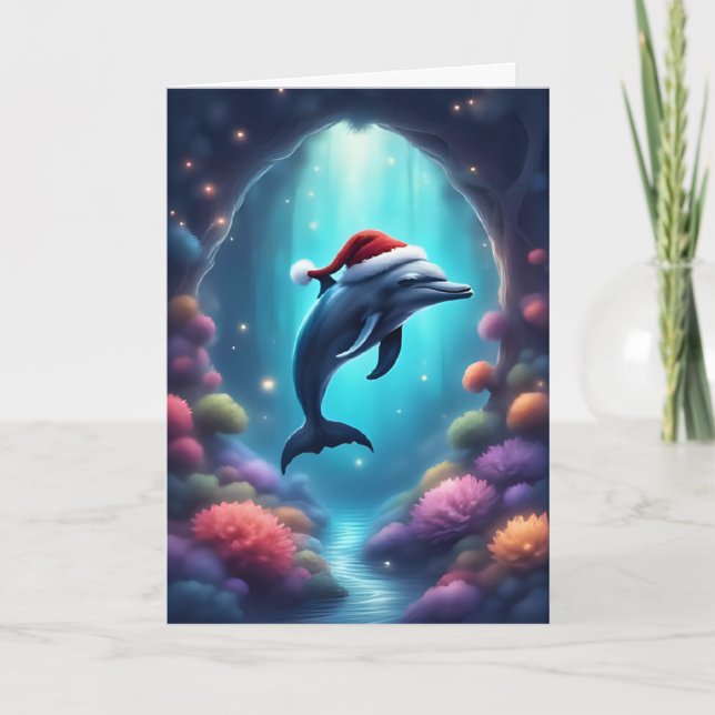 Dauphin de Noël sous la mer - Carte de vacances (Devant)