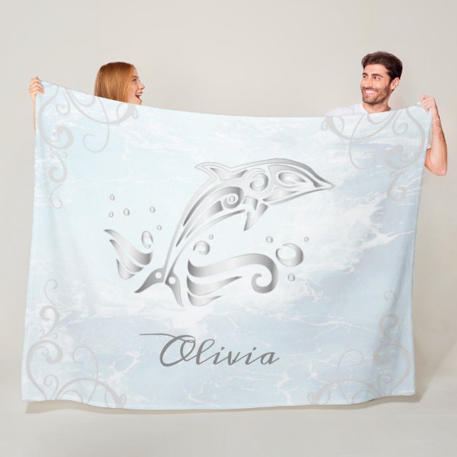 Dauphin gris Couverture polaire personnalisée (En situation)
