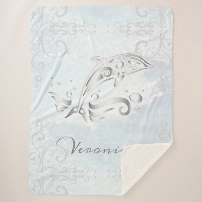Dauphin gris Couverture Sherpa personnalisée (Devant)