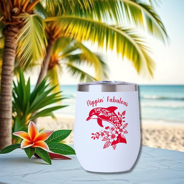 Dauphin hawaïen - Fabuleux rouge cerise (Hawaiian Dolphin, Flippin Fabulous, Islander Summer, Beach, Fisherman Trend, wine tumbler cherry red)