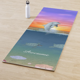 Dauphin, lever de soleil, tortues et Tapis de Yoga