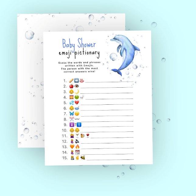 Dauphin océanique - Emoji jeu d'images baby shower (Créateur téléchargé)
